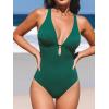 CUPSHE Women’s One Piece Swimsuit Deep V Neck Keyhole Cutout O Ring Textured Bathing Suit(Green)