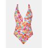 CUPSHE Women’s One Piece Swimsuit Deep V Neck Keyhole Cutout O Ring Textured Bathing Suit(Multi Color/Floral)