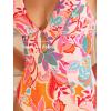 CUPSHE Women’s One Piece Swimsuit Deep V Neck Keyhole Cutout O Ring Textured Bathing Suit(Pink/Orange Floral)
