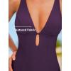CUPSHE Women’s One Piece Swimsuit Deep V Neck Keyhole Cutout O Ring Textured Bathing Suit(Wine Berry)