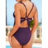 CUPSHE Women’s One Piece Swimsuit Deep V Neck Keyhole Cutout O Ring Textured Bathing Suit(Wine Berry)