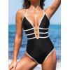 CUPSHE Women’s One Piece Swimsuit Halter Plunging Neck Cutout Back Bathing Suit Spaghetti Adjustable Straps O Ring(Black)