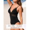 CUPSHE Women’s One Piece Swimsuit Scalloped V Neck Bathing Suit Mesh Cutout Adjustable Straps Spaghetti Textured Sexy(Black)