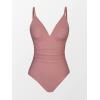 CUPSHE Women’s One Piece Swimsuit Tummy Control V Neck Bathing Suits(Bean Pink)