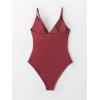 CUPSHE Women’s One Piece Swimsuit Tummy Control V Neck Bathing Suits(Burgundy)