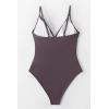 CUPSHE Women’s One Piece Swimsuit Tummy Control V Neck Bathing Suits(Cafe Brown)