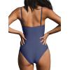 CUPSHE Women’s One Piece Swimsuit Tummy Control V Neck Bathing Suits(Dark Slate Blue)