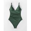CUPSHE Women’s One Piece Swimsuit Tummy Control V Neck Bathing Suits(Green)