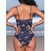 CUPSHE Women’s One Piece Swimsuit Tummy Control V Neck Bathing Suits(Navy Floral)
