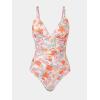 CUPSHE Women’s One Piece Swimsuit Tummy Control V Neck Bathing Suits(Orange/Yellow Floral)