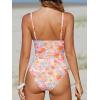CUPSHE Women’s One Piece Swimsuit Tummy Control V Neck Bathing Suits(Orange/Yellow Floral)