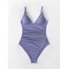 CUPSHE Women’s One Piece Swimsuit Tummy Control V Neck Bathing Suits(Purple)