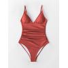 CUPSHE Women’s One Piece Swimsuit Tummy Control V Neck Bathing Suits(Red)