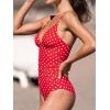 CUPSHE Women’s One Piece Swimsuit Tummy Control V Neck Bathing Suits(Red/White Polka Dots)