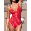 CUPSHE Women’s One Piece Swimsuit Tummy Control V Neck Bathing Suits(Red/White Polka Dots)