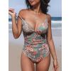 CUPSHE Women’s One Piece Swimsuit Tummy Control V Neck Bathing Suits(Retro Floral)