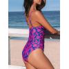 CUPSHE Women’s One Piece Swimsuit Tummy Control V Neck Bathing Suits(Royal Blue/Floral)