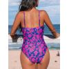 CUPSHE Women’s One Piece Swimsuit Tummy Control V Neck Bathing Suits(Royal Blue/Floral)