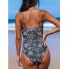 CUPSHE Women’s One Piece Swimsuit Tummy Control V Neck Bathing Suits(Tealish Green/ Paisley)
