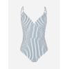 CUPSHE Women’s One Piece Swimsuit Tummy Control V Neck Bathing Suits(Vertical Stripes)