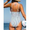 CUPSHE Women’s One Piece Swimsuit Tummy Control V Neck Bathing Suits(Vertical Stripes)