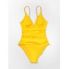CUPSHE Women’s One Piece Swimsuit Tummy Control V Neck Bathing Suits(Yellow)