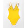 CUPSHE Women’s One Piece Swimsuit Tummy Control V Neck Bathing Suits(Yellow)