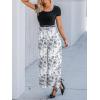 CUPSHE Women’s Short Sleeve Jumpsuits Dressy One Piece Elastic Waist Printed Wide Leg Pants Jumpsuit(Black)