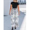 CUPSHE Women’s Short Sleeve Jumpsuits Dressy One Piece Elastic Waist Printed Wide Leg Pants Jumpsuit(Black)