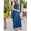 CUPSHE Women’s Sleeveless Jumpsuits Dressy One Piece V Neck Twist Front Wide Leg Long Pants Jumpsuit(Blue)
