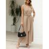 CUPSHE Women’s Sleeveless V Neck Jumpsuit Summer Tied Wide Leg One Piece Romper Casual Elegant Outfit Beach Vacation(Khaki)
