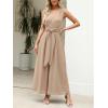 CUPSHE Women’s Sleeveless V Neck Jumpsuit Summer Tied Wide Leg One Piece Romper Casual Elegant Outfit Beach Vacation(Khaki)