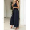 CUPSHE Women’s Sleeveless V Neck Jumpsuit Summer Tied Wide Leg One Piece Romper Casual Elegant Outfit Beach Vacation(Navy Blue)