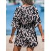 CUPSHE Women’s Summer Romper Lace Up Printed Half Sleeves Casual Wide leg Vacation Outfit Mini One Piece Jumpsuit(Black Printed)