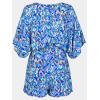 CUPSHE Women’s Summer Romper Lace Up Printed Half Sleeves Casual Wide leg Vacation Outfit Mini One Piece Jumpsuit(Blue)
