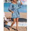 CUPSHE Women’s Summer Romper Lace Up Printed Half Sleeves Casual Wide leg Vacation Outfit Mini One Piece Jumpsuit(Blue Paisley)