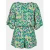 CUPSHE Women’s Summer Romper Lace Up Printed Half Sleeves Casual Wide leg Vacation Outfit Mini One Piece Jumpsuit(Green)