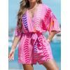 CUPSHE Women’s Summer Romper Lace Up Printed Half Sleeves Casual Wide leg Vacation Outfit Mini One Piece Jumpsuit(Hot Pink)