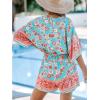 CUPSHE Women’s Summer Romper Lace Up Printed Half Sleeves Casual Wide leg Vacation Outfit Mini One Piece Jumpsuit(Mint Floral)