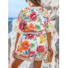 CUPSHE Women’s Summer Romper Lace Up Printed Half Sleeves Casual Wide leg Vacation Outfit Mini One Piece Jumpsuit(Red Floral)