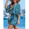 CUPSHE Women’s Summer Romper Lace Up Printed Half Sleeves Casual Wide leg Vacation Outfit Mini One Piece Jumpsuit(Teal Abstract)