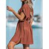 CUPSHE Women’s Swimsuit Coverup Casual V Neck Beach Dress Short Sleeve Elastic Waist Swimwear Cover Ups 2026 Beachwear(Burnt Orange)