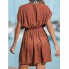 CUPSHE Women’s Swimsuit Coverup Casual V Neck Beach Dress Short Sleeve Elastic Waist Swimwear Cover Ups 2026 Beachwear(Burnt Orange)