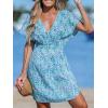 CUPSHE Women’s Swimsuit Coverup Casual V Neck Beach Dress Short Sleeve Elastic Waist Swimwear Cover Ups 2026 Beachwear(Green Dot)
