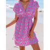 CUPSHE Women’s Swimsuit Coverup Casual V Neck Beach Dress Short Sleeve Elastic Waist Swimwear Cover Ups 2026 Beachwear(Or-purple)