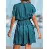 CUPSHE Women’s Swimsuit Coverup Casual V Neck Beach Dress Short Sleeve Elastic Waist Swimwear Cover Ups 2026 Beachwear(Turquoise)