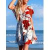CUPSHE Women’s Swimsuit Coverup Casual V Neck Beach Dress Short Sleeve Elastic Waist Swimwear Cover Ups 2026 Beachwear(White&red Floral)