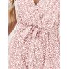 CUPSHE Women’s V Neck Floral Print Belted Elastic Waist Romper Ruffled Cap Sleeves Mini Jumpsuit(Pink)