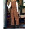 CUPSHE Womens Winter Fall Corduroy Overalls Casual V Neck Sleeveless Button Jumpsuits Straight Leg Pants Romper(Brown)