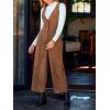 CUPSHE Womens Winter Fall Corduroy Overalls Casual V Neck Sleeveless Button Jumpsuits Straight Leg Pants Romper(Brown)